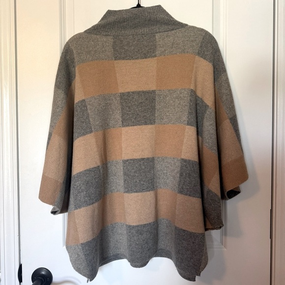 Note di Anita Wool Blend Made in Italy Tan and Gray Women's One Size Poncho - Picture 2 of 6